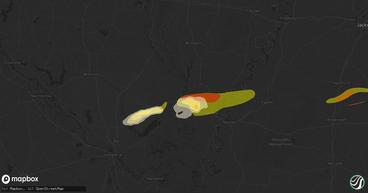Hail map in Harrisonburg, LA on November 20, 2023