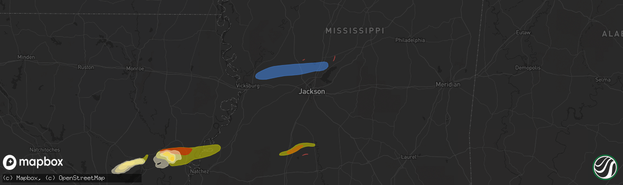 Hail map in Jackson, MS on November 20, 2023