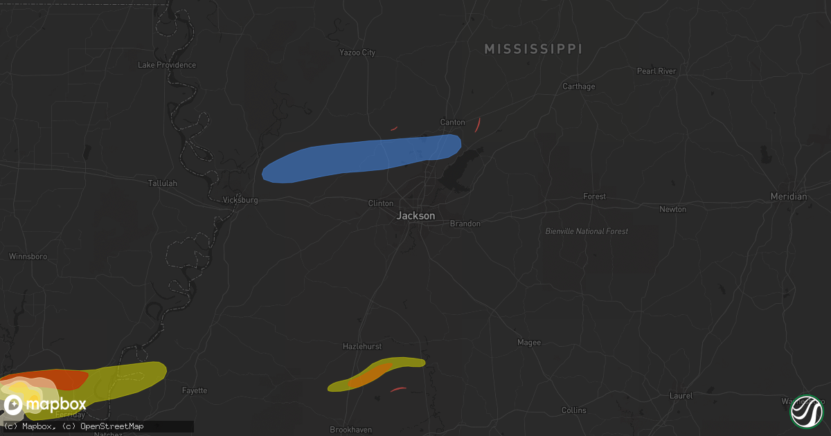 Hail map in Jackson, MS on November 20, 2023