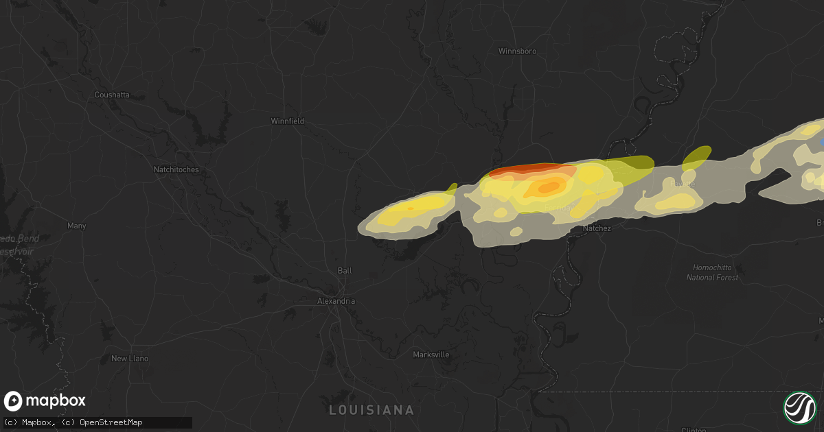 Hail map in Jena, LA on November 20, 2023