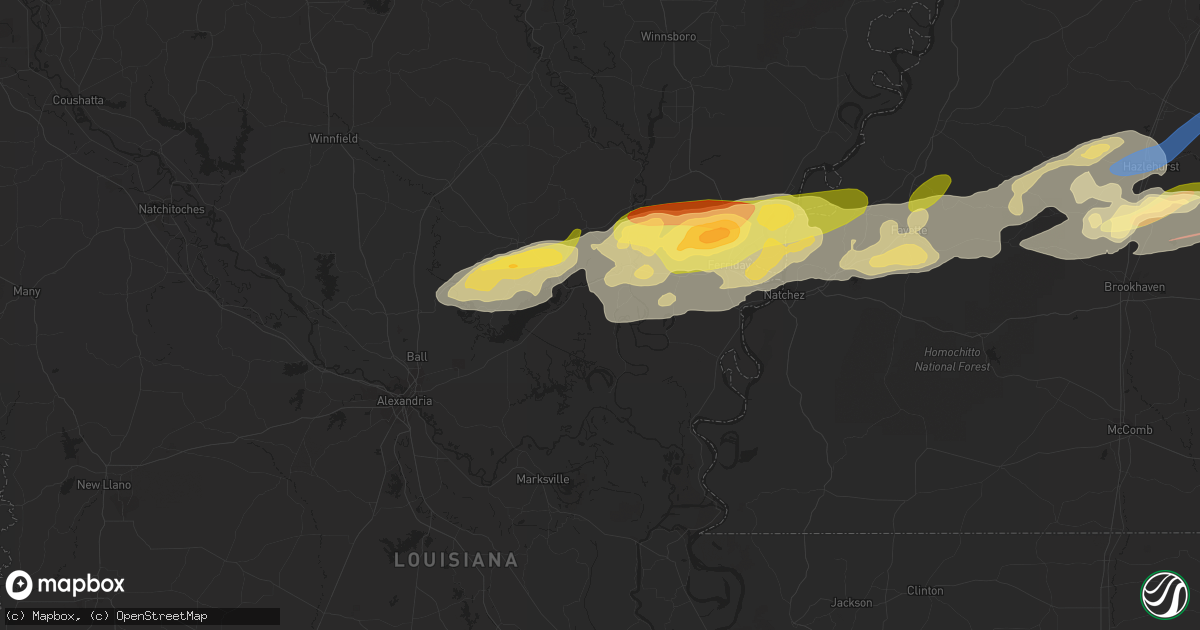 Hail map in Jonesville, LA on November 20, 2023