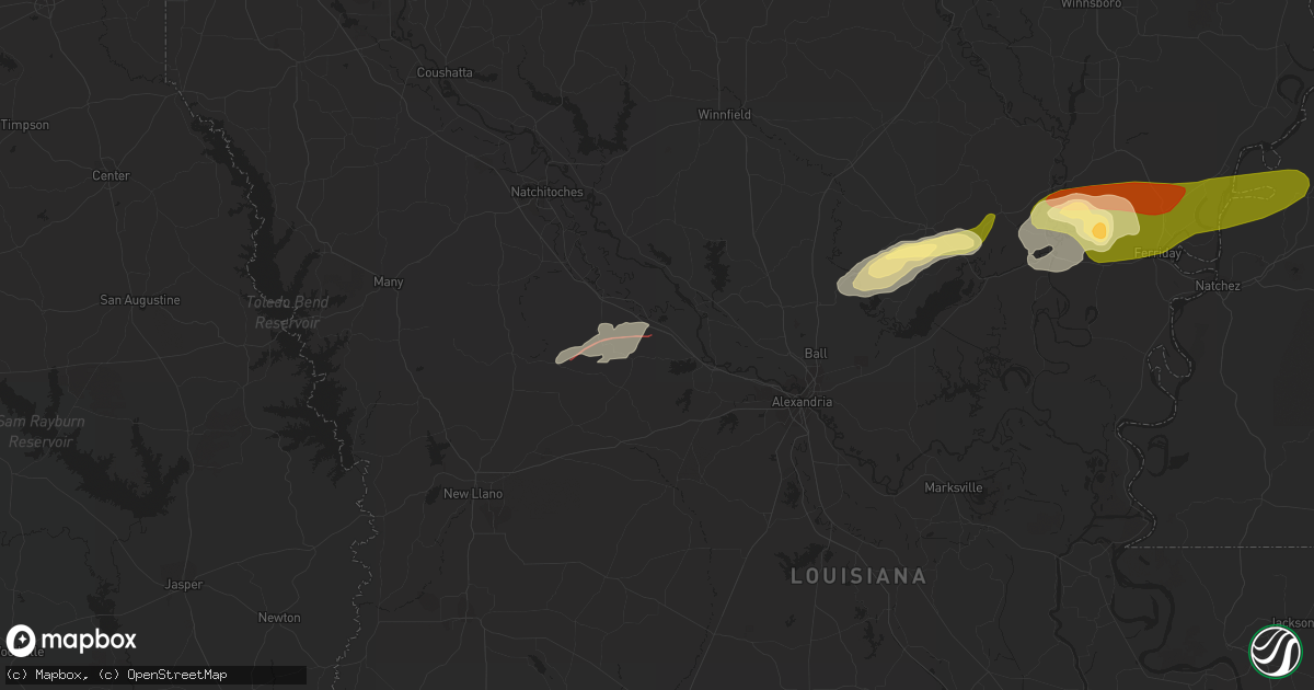 Hail map in Lena, LA on November 20, 2023