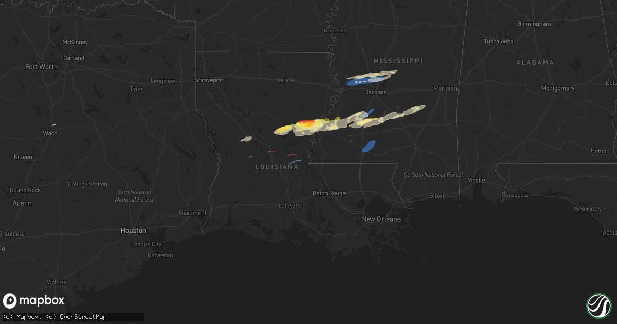 Hail map in Louisiana on November 20, 2023