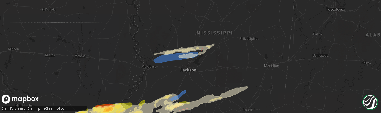 Hail map in Madison, MS on November 20, 2023