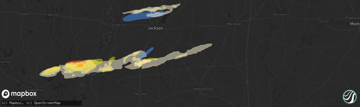 Hail map in Magee, MS on November 20, 2023