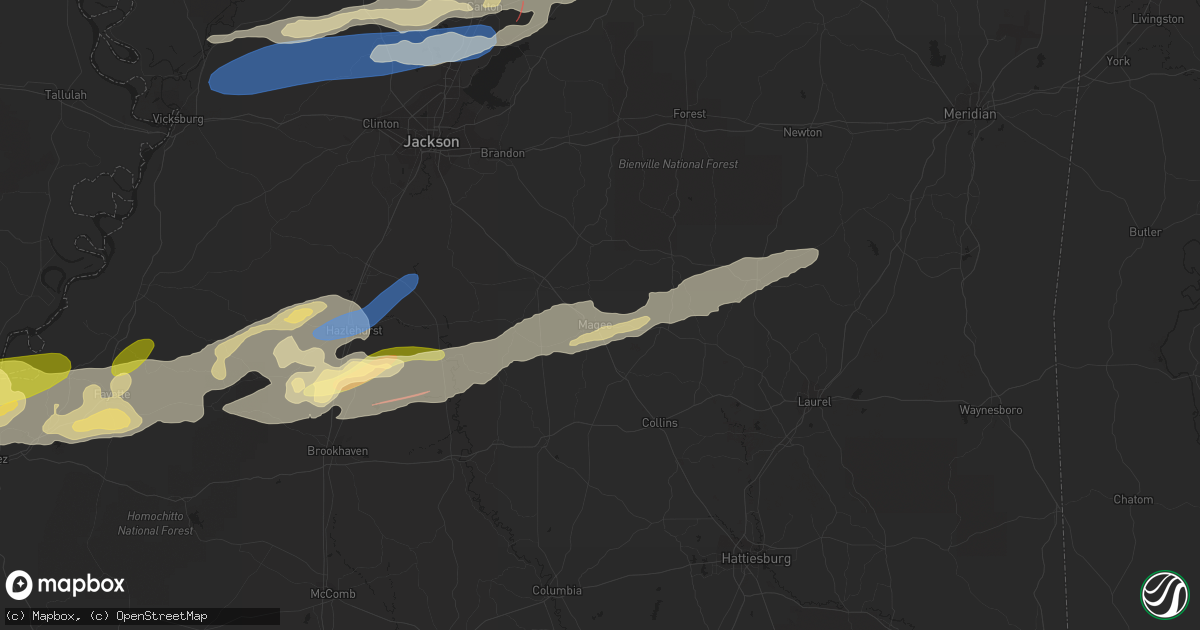 Hail map in Magee, MS on November 20, 2023