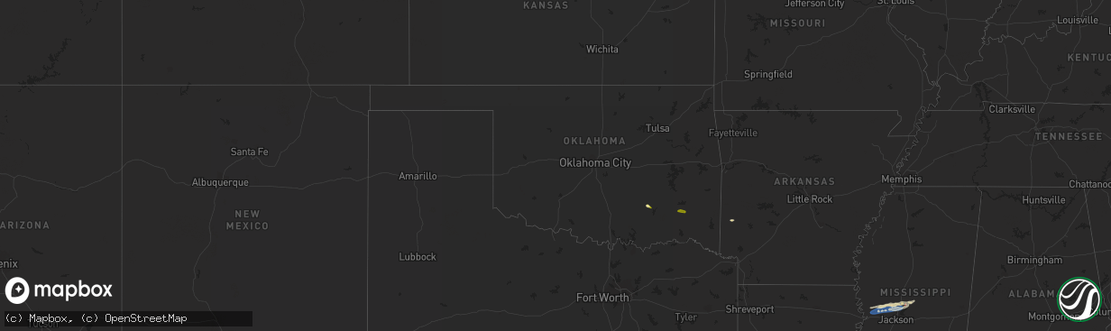 Hail map in Oklahoma on November 20, 2023
