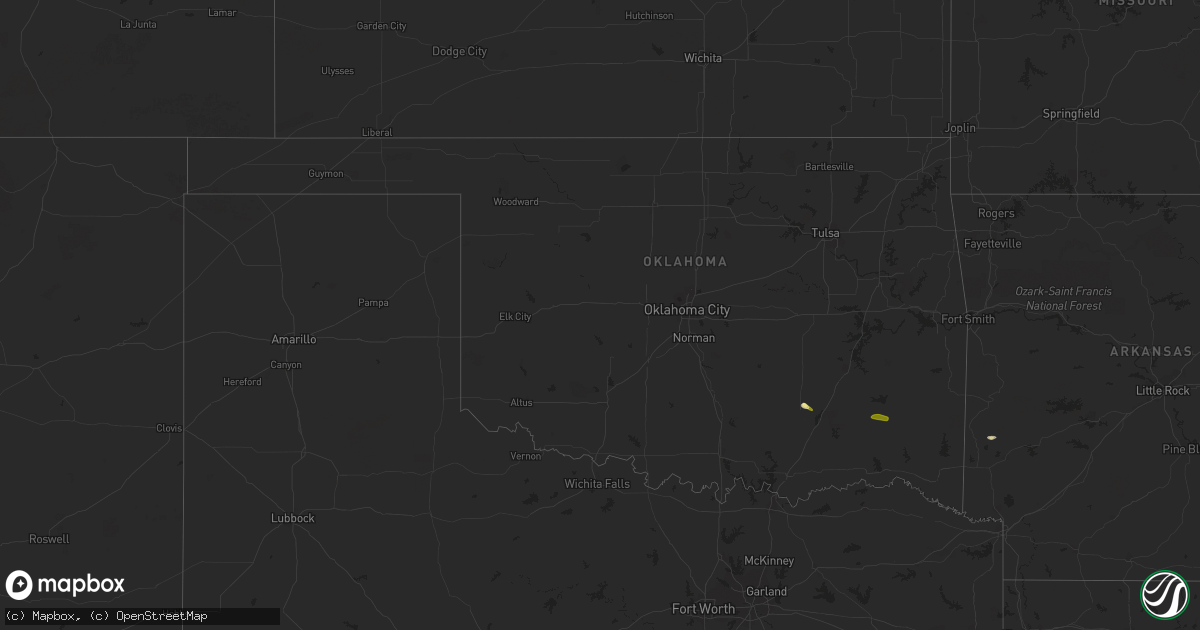 Hail map in Oklahoma on November 20, 2023