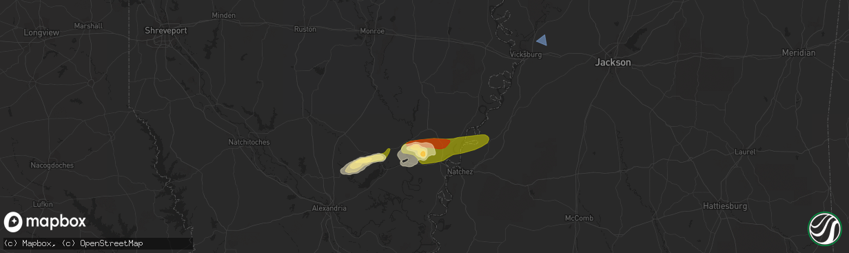 Hail map in Sicily Island, LA on November 20, 2023