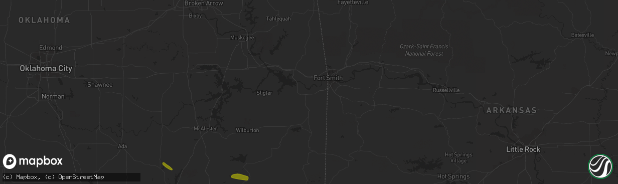 Hail map in Spiro, OK on November 20, 2023