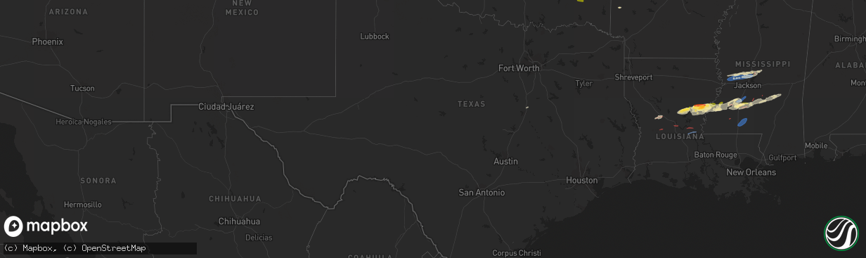 Hail map in Texas on November 20, 2023