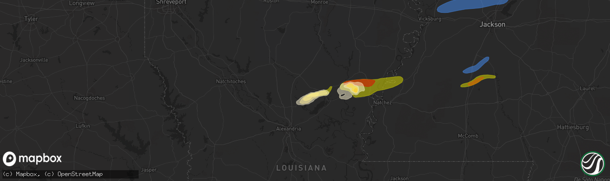 Hail map in Trout, LA on November 20, 2023