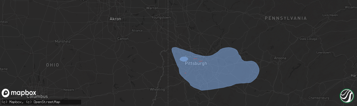 Hail map in Aliquippa, PA on November 20, 2024