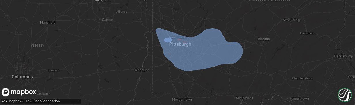 Hail map in Bethel Park, PA on November 20, 2024