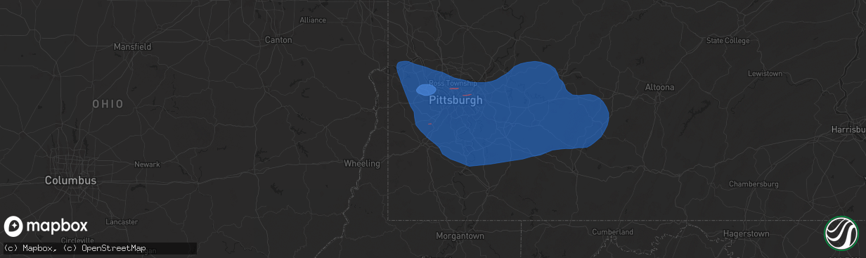 Hail map in Canonsburg, PA on November 20, 2024