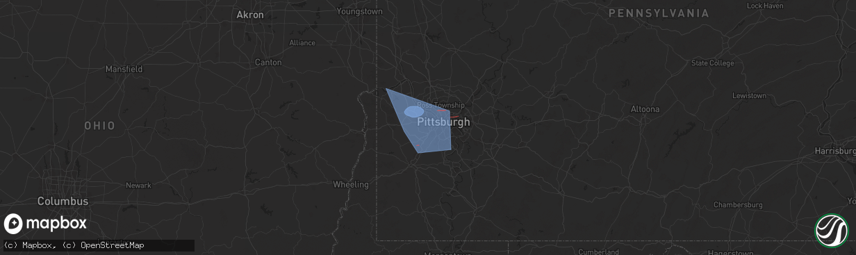 Hail map in Carnegie, PA on November 20, 2024