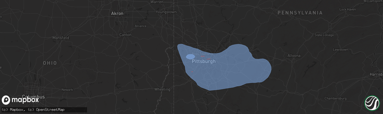 Hail map in Coraopolis, PA on November 20, 2024