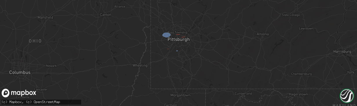 Hail map in Finleyville, PA on November 20, 2024