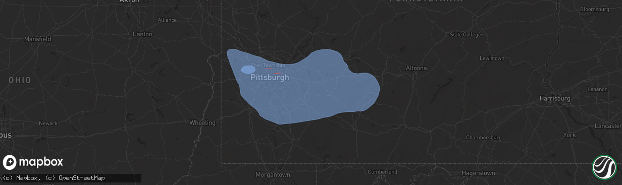 Hail map in Greensburg, PA on November 20, 2024