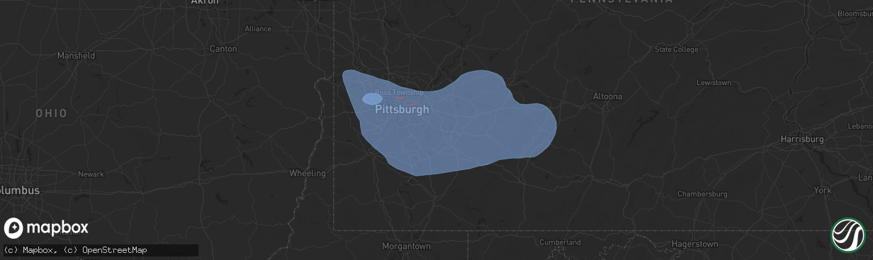 Hail map in Irwin, PA on November 20, 2024