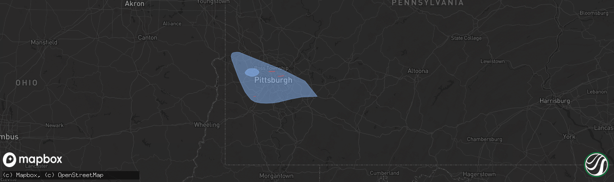 Hail map in Jeannette, PA on November 20, 2024