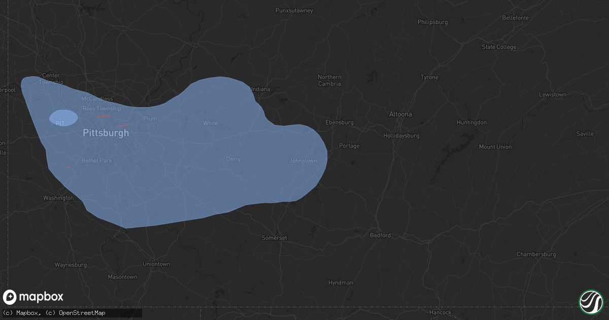 Hail map in Johnstown, PA on November 20, 2024