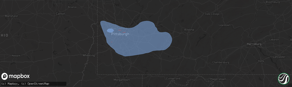 Hail map in Latrobe, PA on November 20, 2024