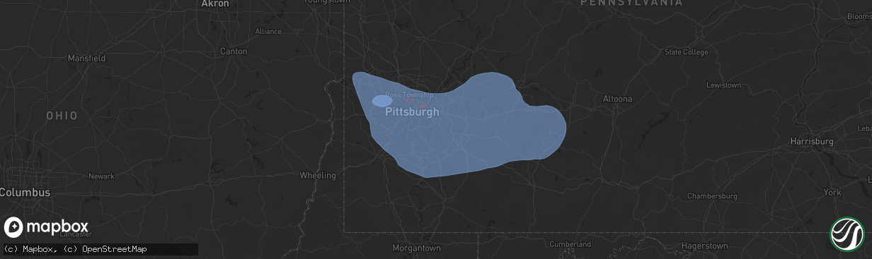 Hail map in Mckeesport, PA on November 20, 2024