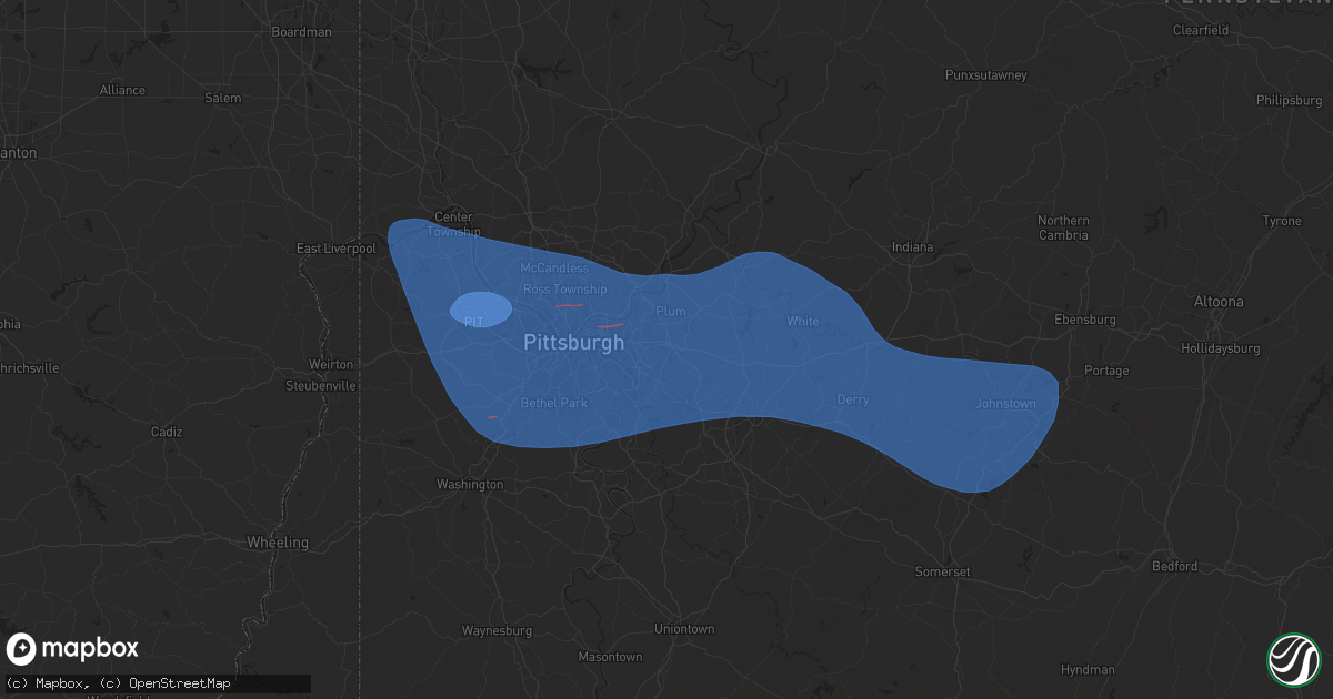 Hail map in Monroeville, PA on November 20, 2024