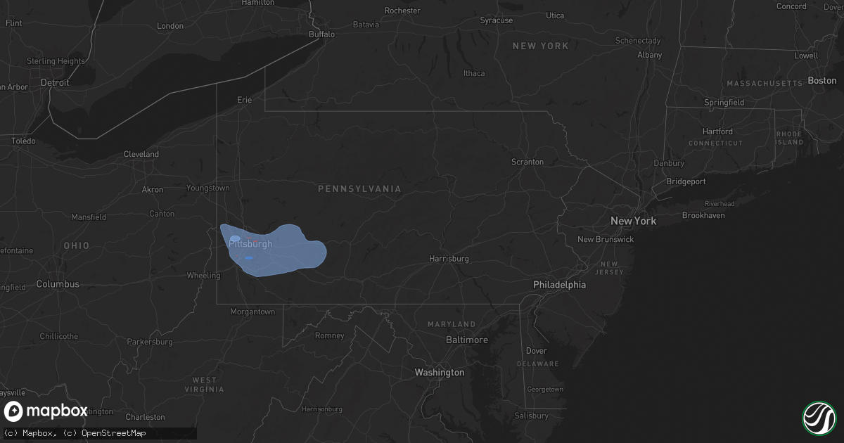Hail map in Pennsylvania on November 20, 2024