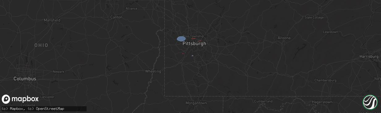 Hail map in Venetia, PA on November 20, 2024