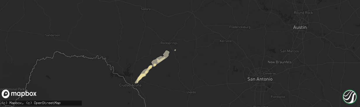Hail map in Barksdale, TX on November 20, 2025
