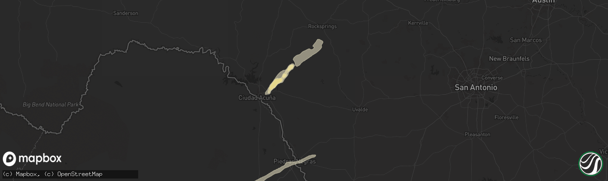 Hail map in Brackettville, TX on November 20, 2025