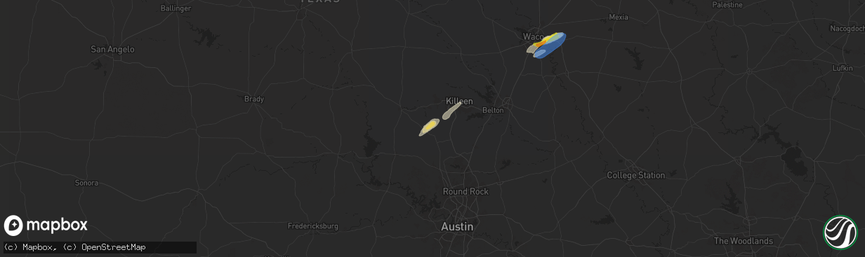 Hail map in Briggs, TX on November 20, 2025