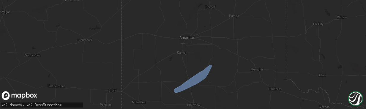 Hail map in Canyon, TX on November 20, 2025