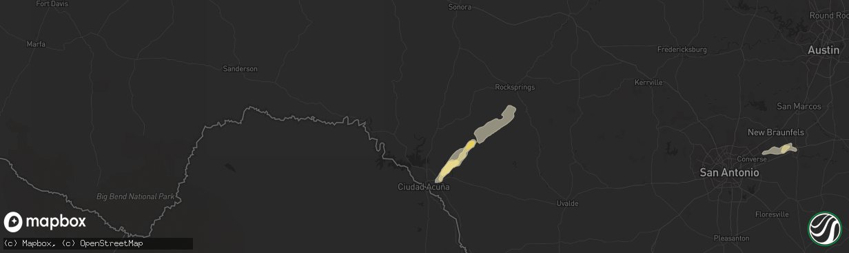 Hail map in Del Rio, TX on November 20, 2025