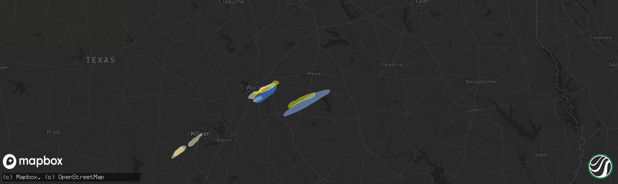 Hail map in Groesbeck, TX on November 20, 2025