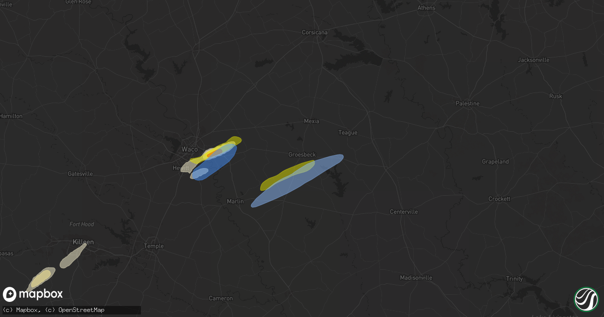 Hail map in Groesbeck, TX on November 20, 2025