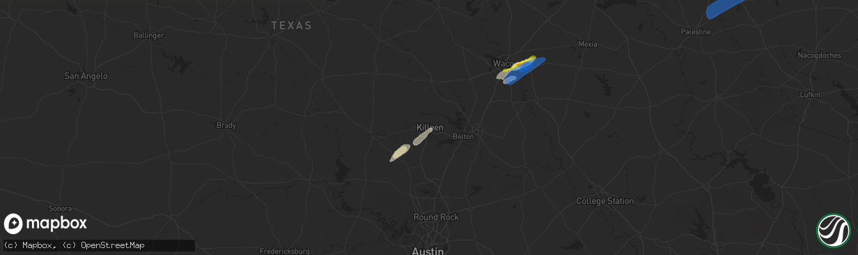 Hail map in Killeen, TX on November 20, 2025