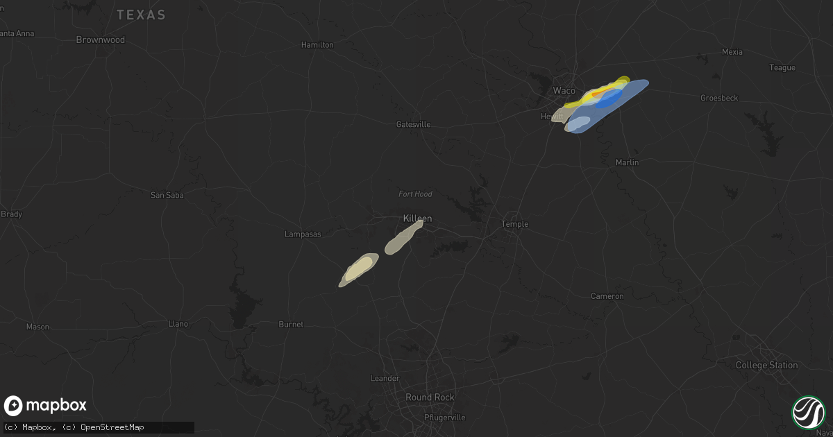 Hail map in Killeen, TX on November 20, 2025