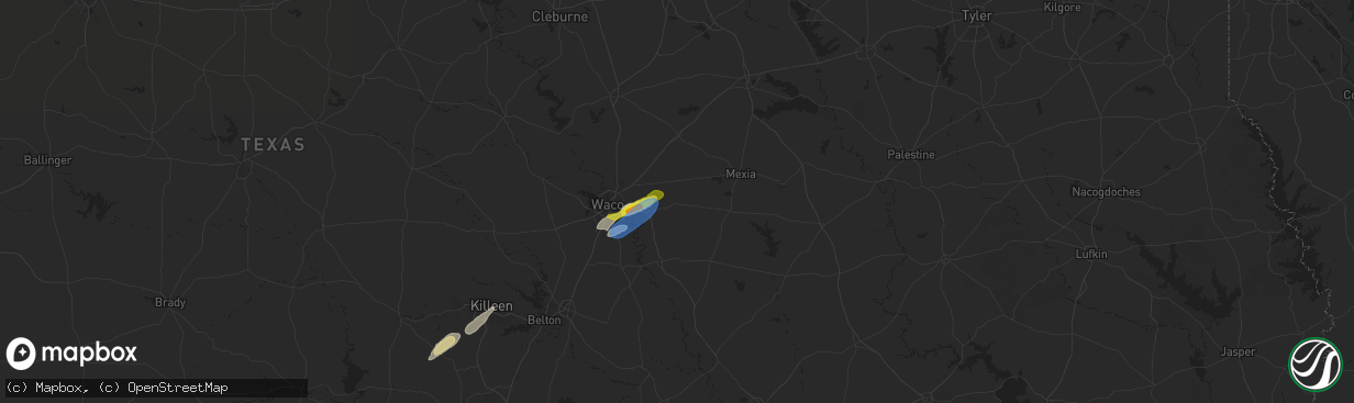 Hail map in Mart, TX on November 20, 2025