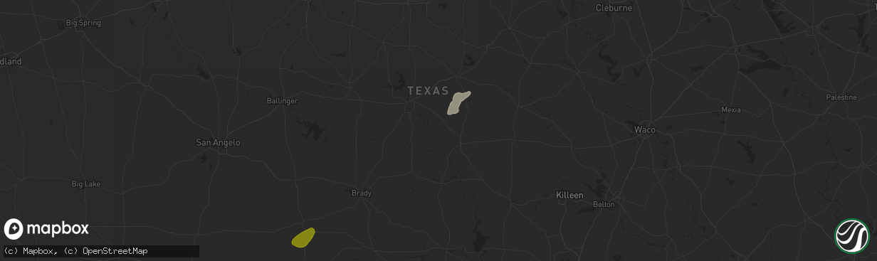 Hail map in Mullin, TX on November 20, 2025