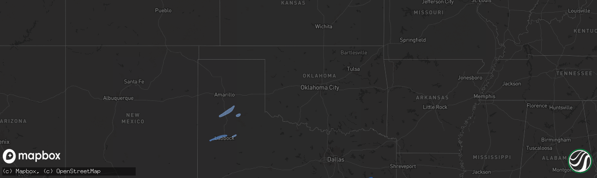 Hail map in Oklahoma on November 20, 2025