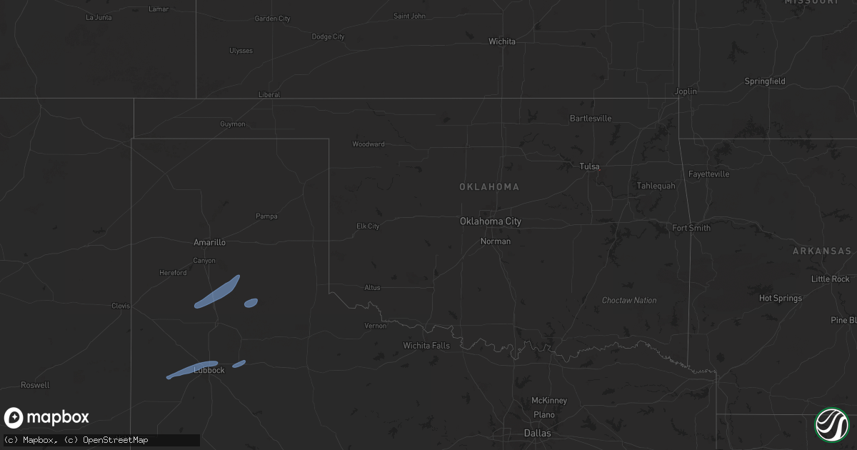 Hail map in Oklahoma on November 20, 2025