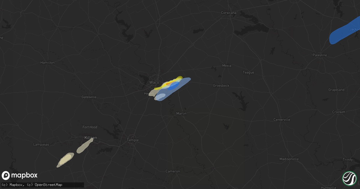 Hail map in Riesel, TX on November 20, 2025
