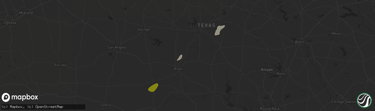 Hail map in Rochelle, TX on November 20, 2025