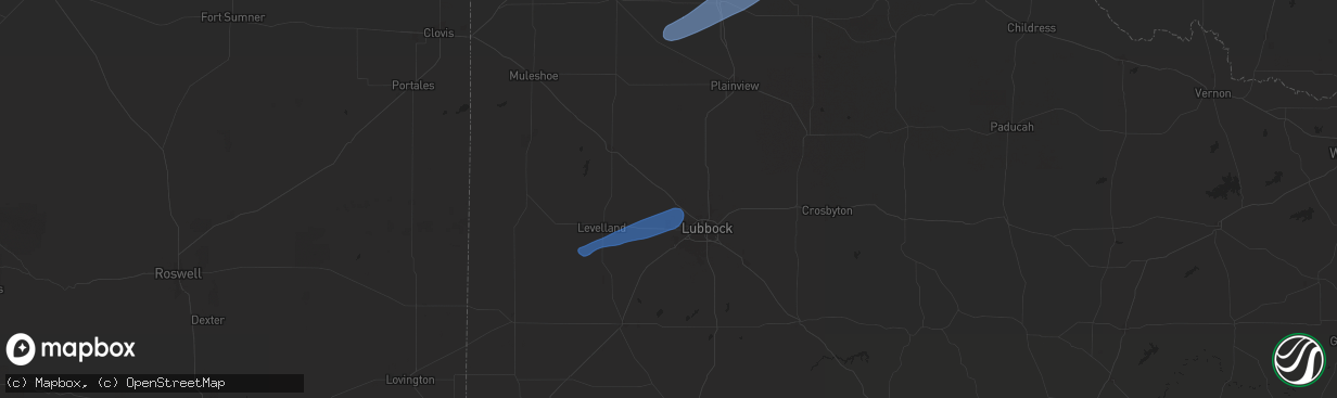 Hail map in Shallowater, TX on November 20, 2025