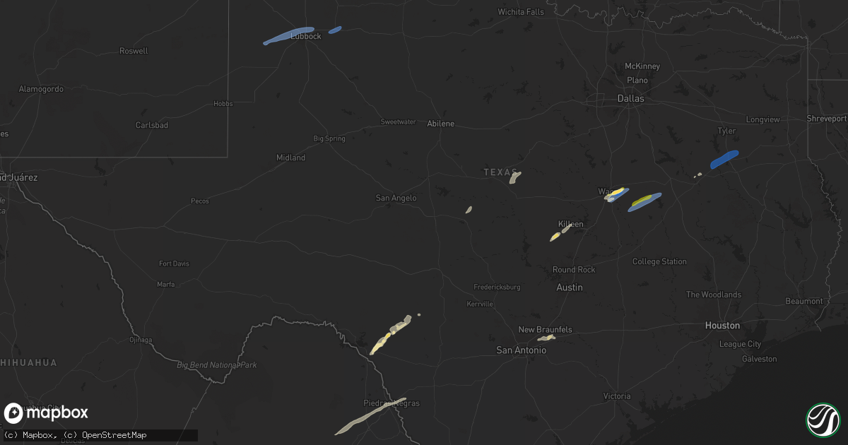 Hail map in Texas on November 20, 2025