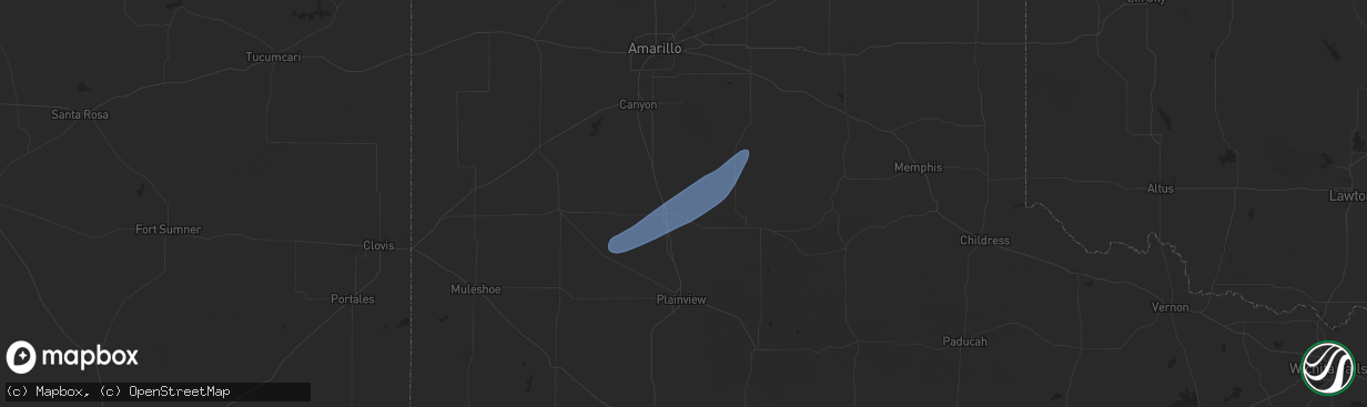 Hail map in Tulia, TX on November 20, 2025