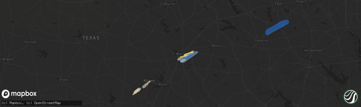 Hail map in Waco, TX on November 20, 2025